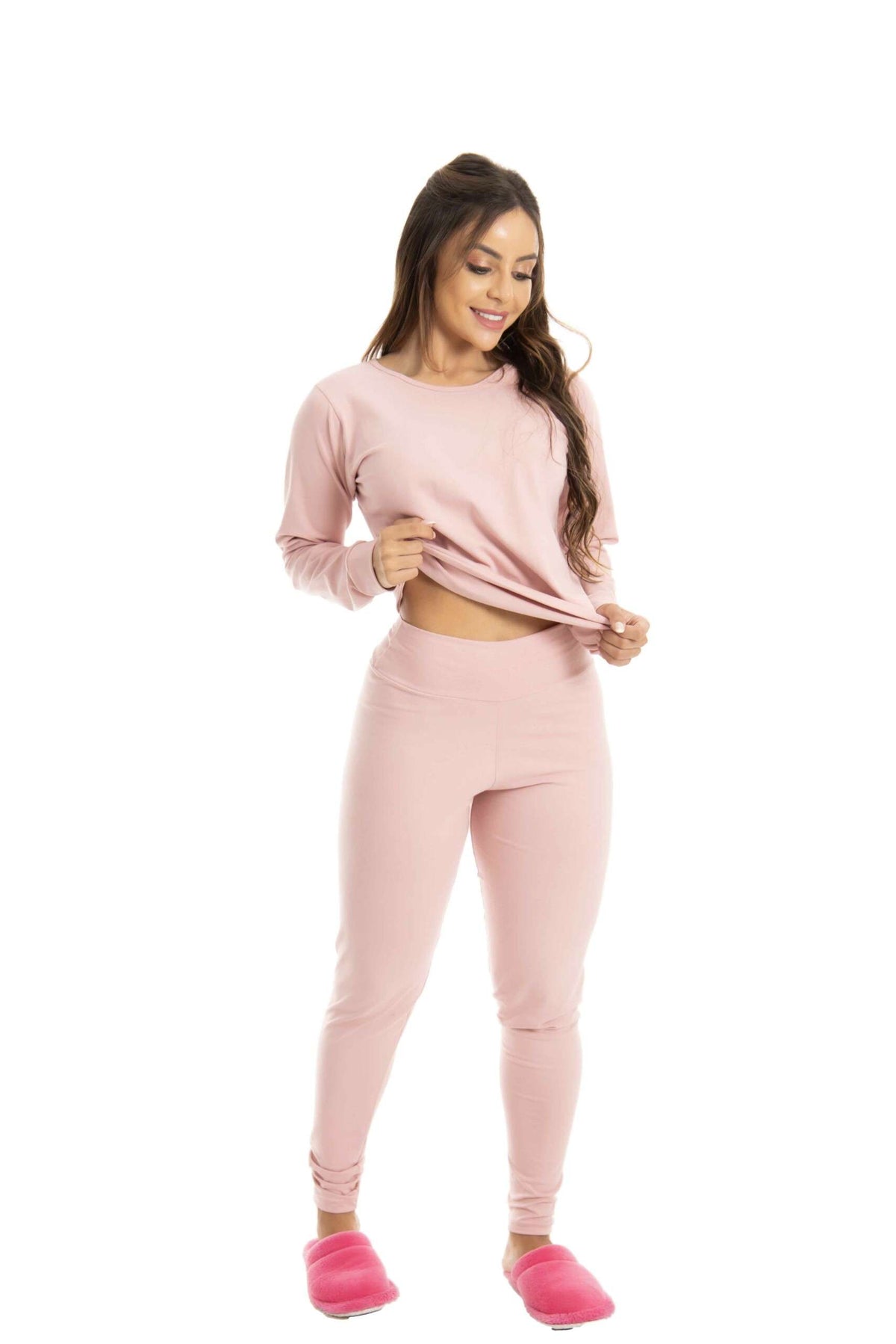 Pijama Liso de Algodão em cinza – Doce Malícia