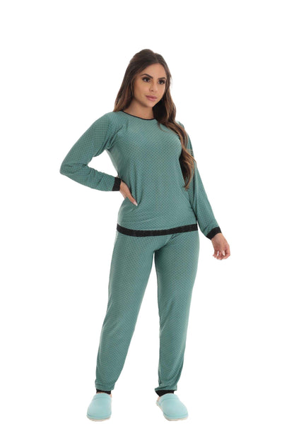 Pijama Longo Feminino em azul – Doce Malícia