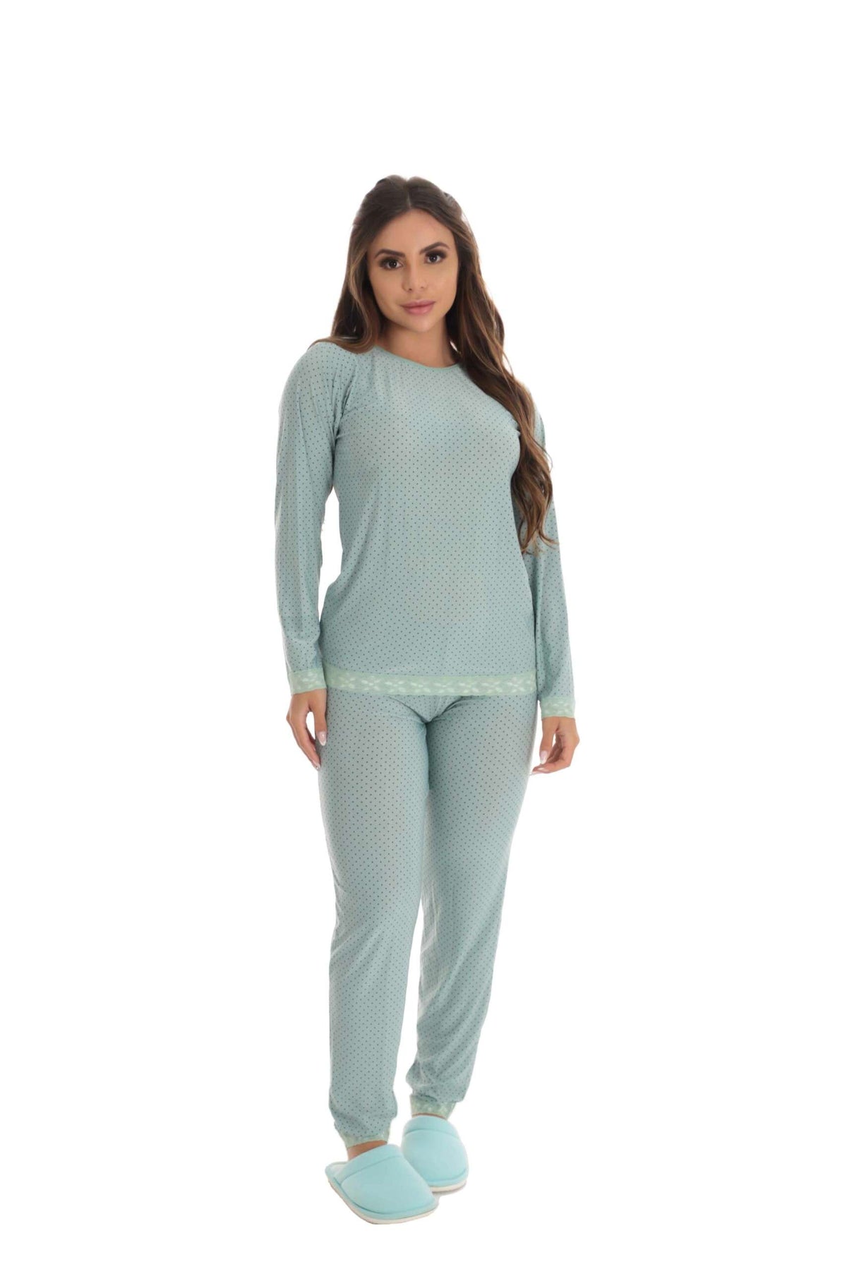Pijama Longo Feminino em azul – Doce Malícia