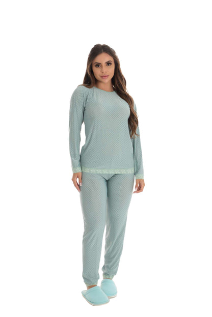 Pijama Longo Feminino em azul – Doce Malícia