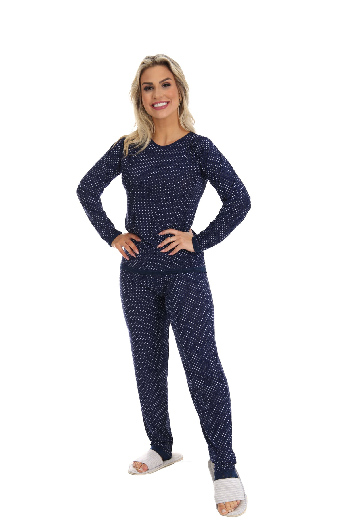 Pijama Longo Feminino em azul – Doce Malícia