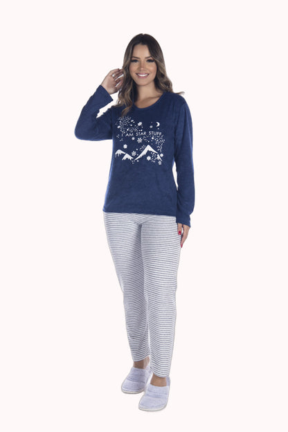 Pijama Longo Feminino em Plush