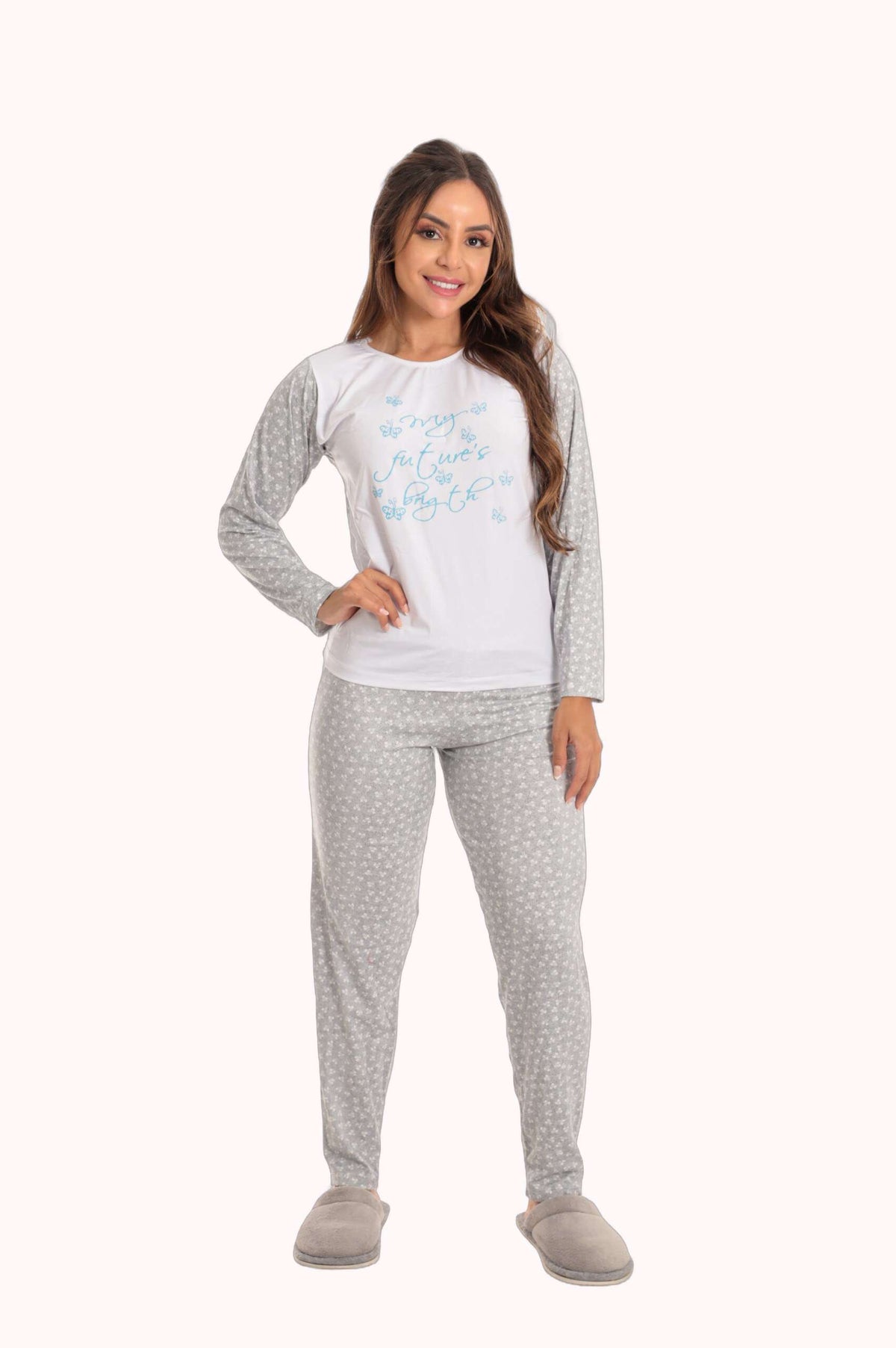 Pijama Longo Feminino em Suede Lily Branco – Doce Malícia