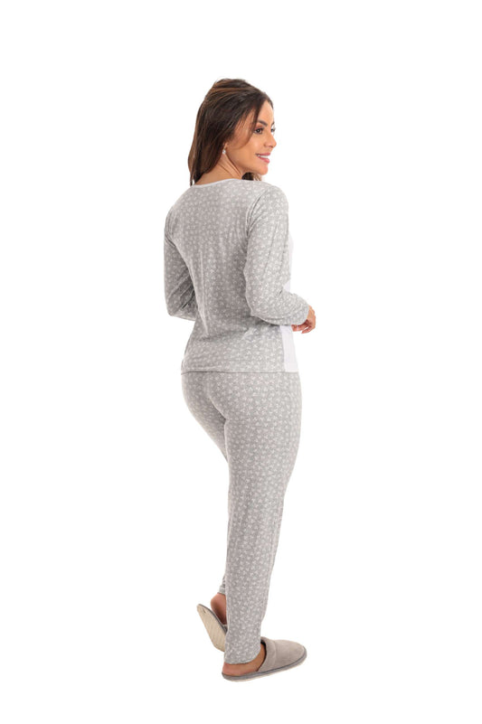Pijama Longo Feminino em Suede em Branco – Doce Malícia