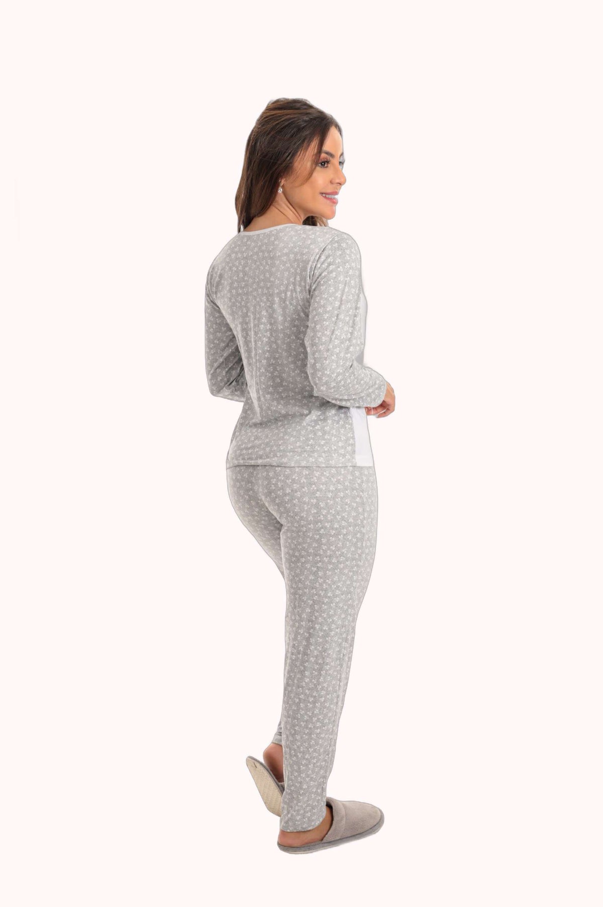 Pijama Longo Feminino em Suede Lily Branco – Doce Malícia