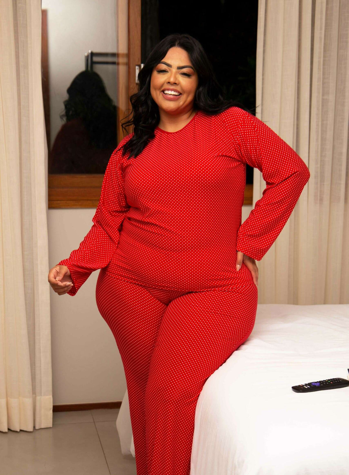 Pijama Longo Feminino Plus Size em azul-Marinho – Doce Malícia