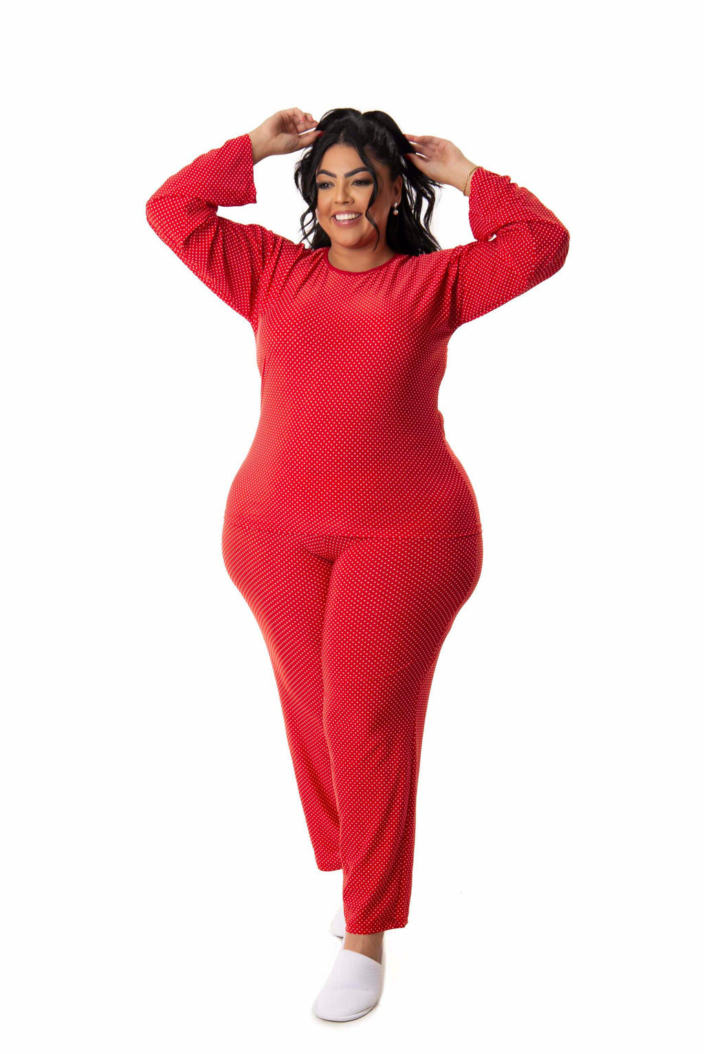 Pijama Longo Feminino Plus Size em azul-Marinho – Doce Malícia