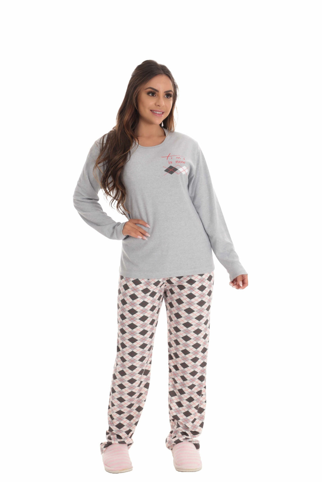 Pijama Mescla Canelado em cinza – Doce Malícia