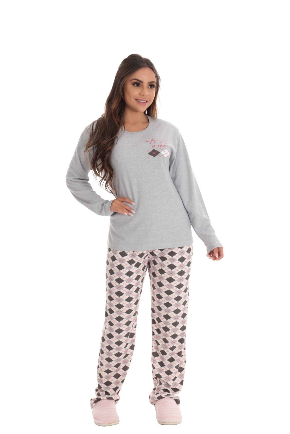 Pijama Mescla Canelado em cinza – Doce Malícia