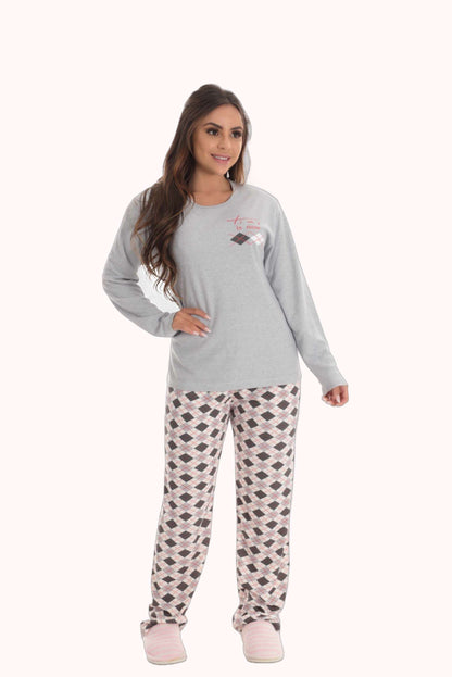 Pijama Mescla Canelado – Doce Malícia