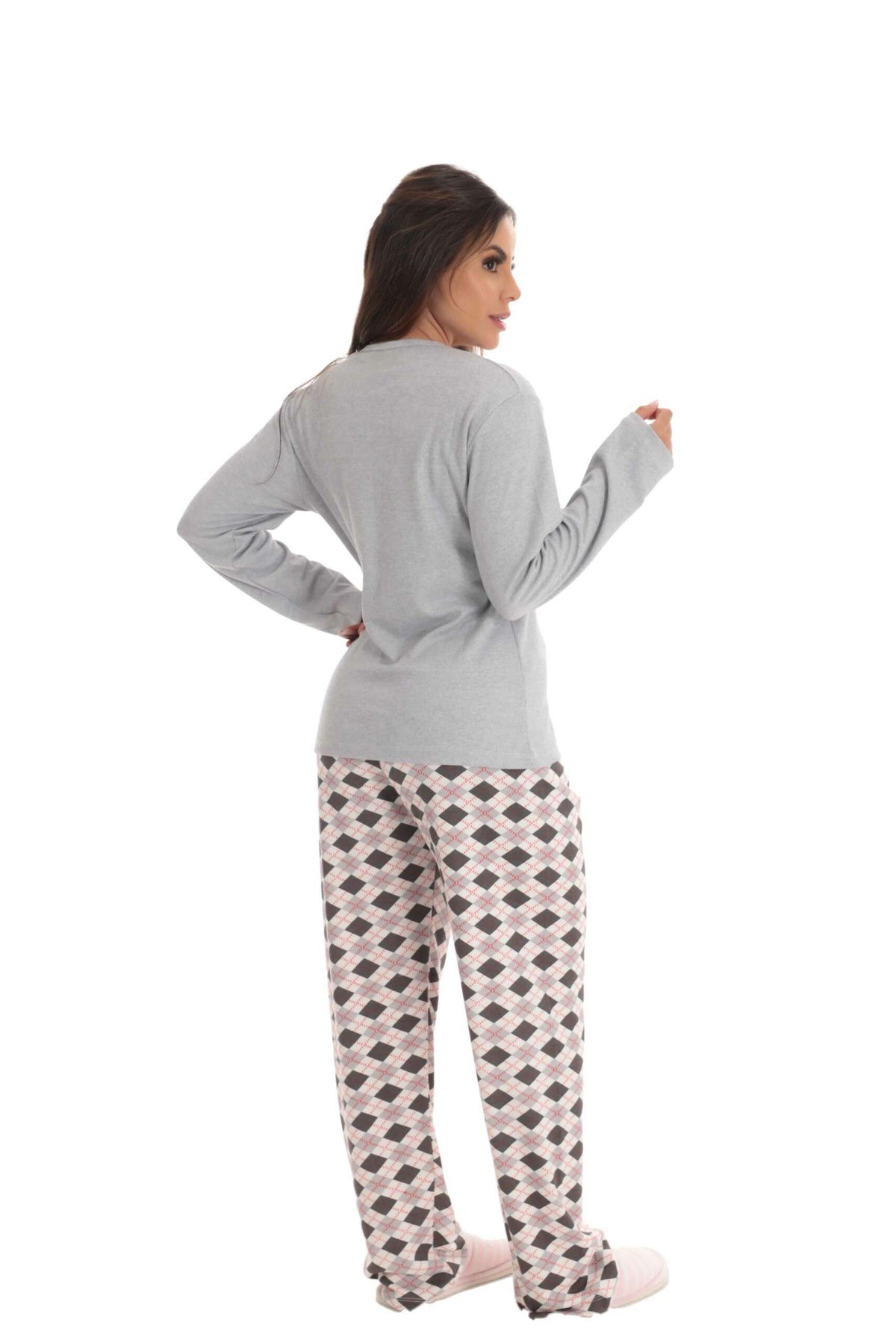 Pijama Mescla Canelado em cinza – Doce Malícia