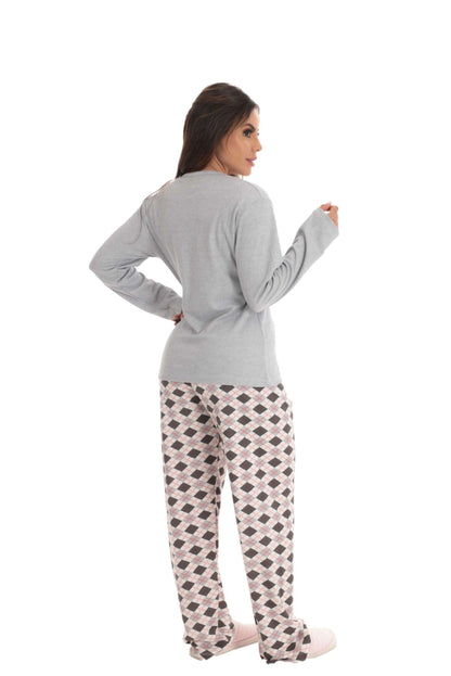 Pijama Mescla Canelado em cinza – Doce Malícia