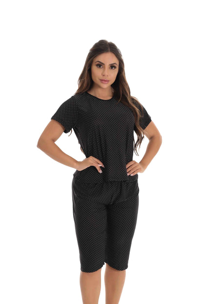 Pijama pescador em poá em azul – Doce Malícia