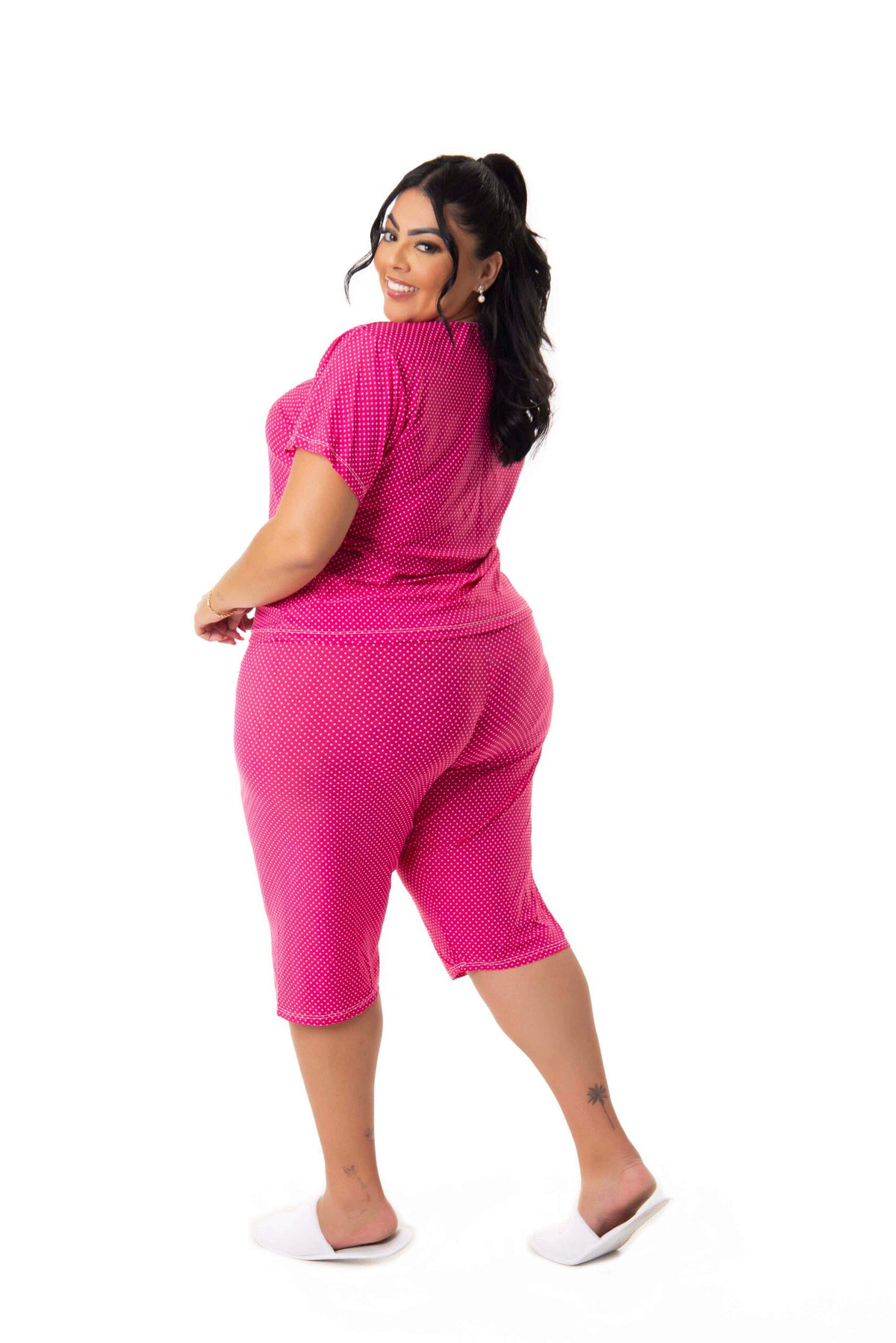 Pijama Plus Size Pescador em Poá em azul-Marinho – Doce Malícia