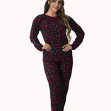Pijama em Suede Canelado Estampado – Doce Malícia