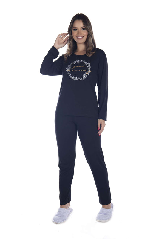 Pijama Suede Liso em azul-Marinho – Doce Malícia