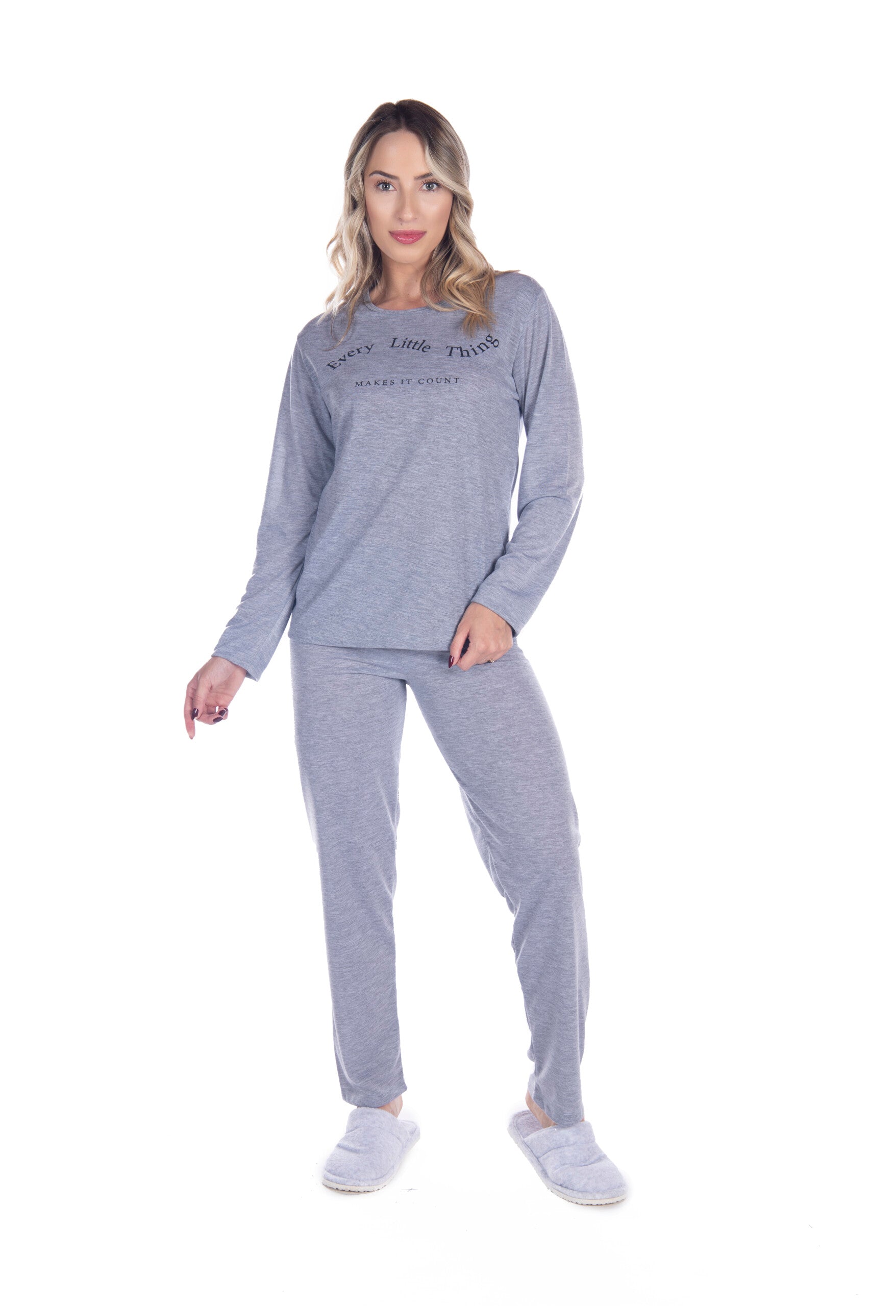 Pijama Suede Liso em azul-Marinho – Doce Malícia