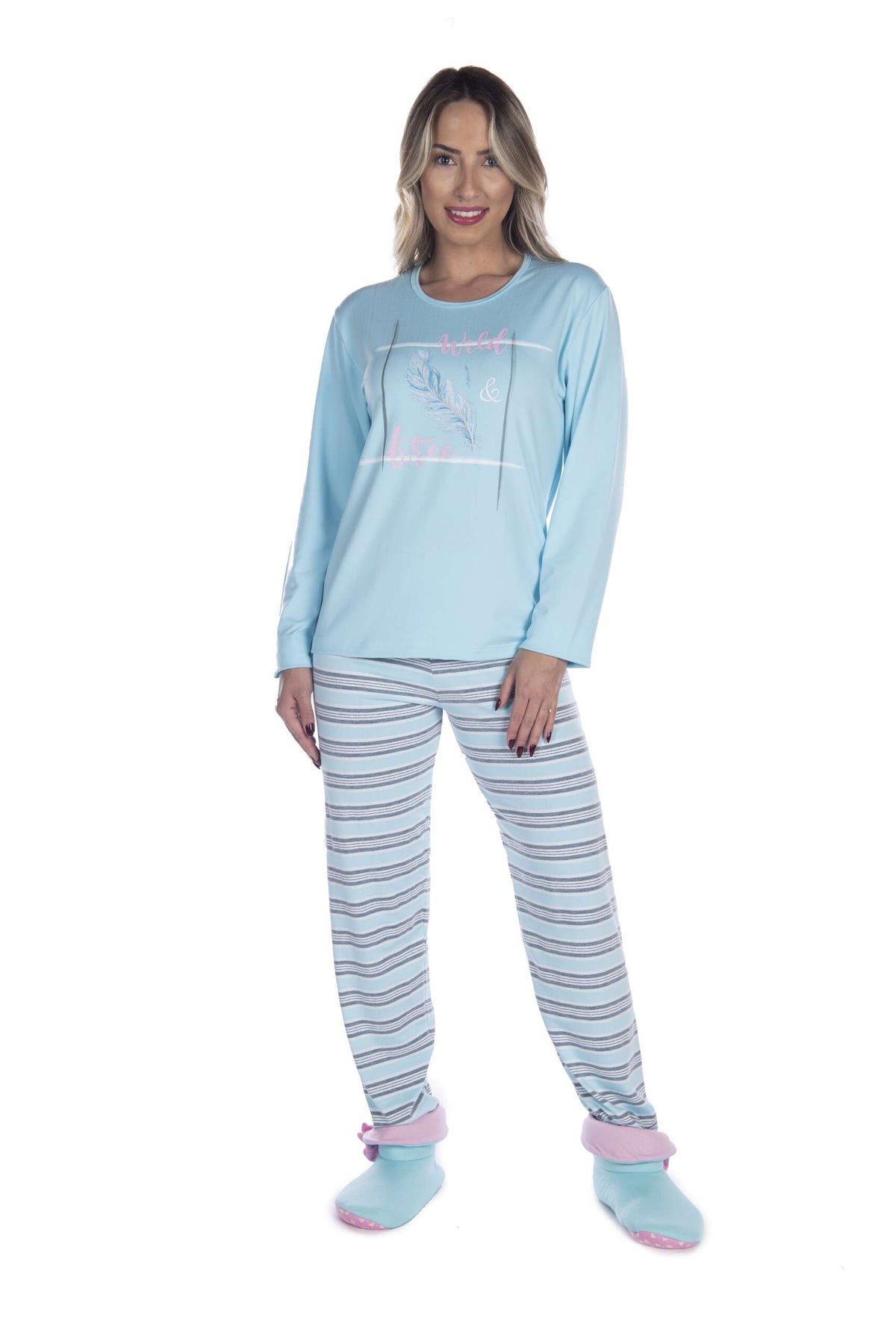 Pijama Suede Listrado em Frozen – Doce Malícia