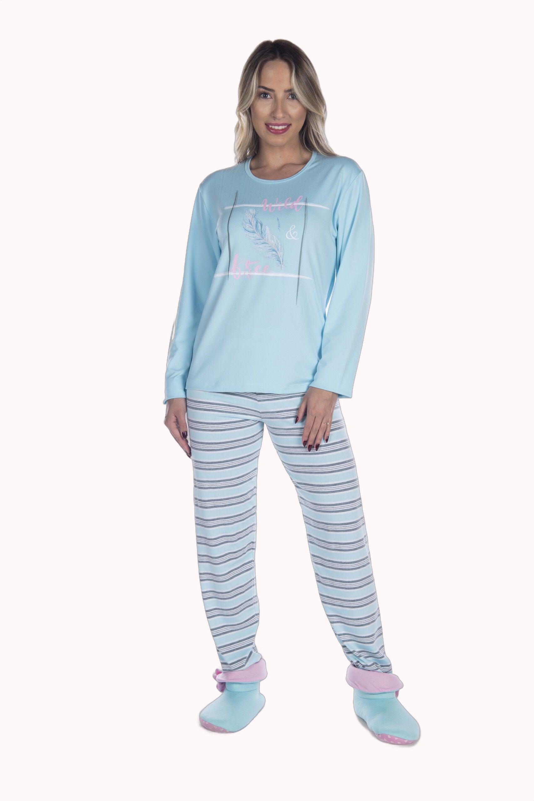 Pijama Suede Listrado – Doce Malícia