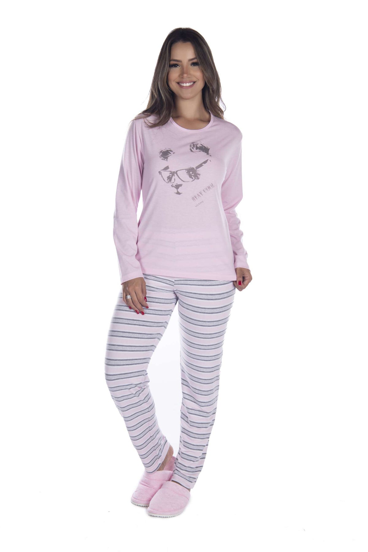 Pijama Suede Listrado em Frozen – Doce Malícia