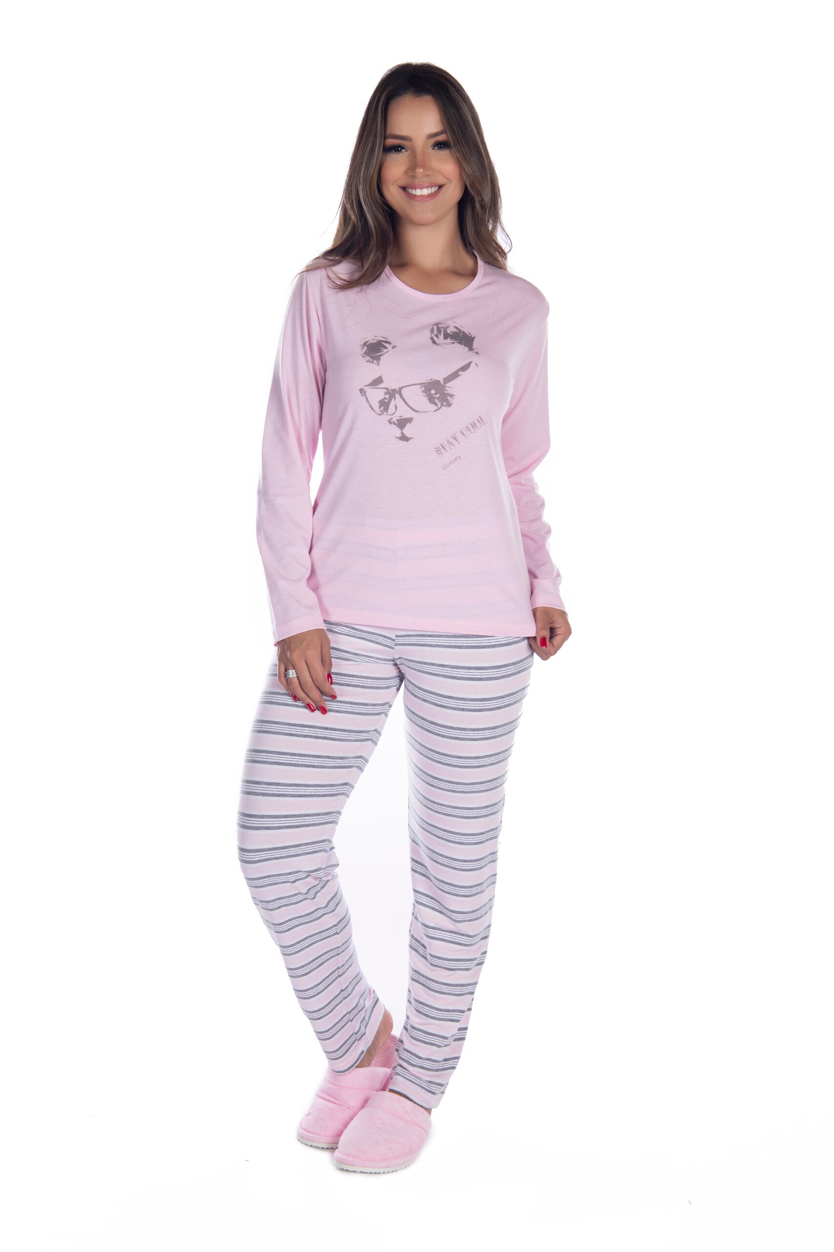 Pijama Suede Listrado em Frozen – Doce Malícia