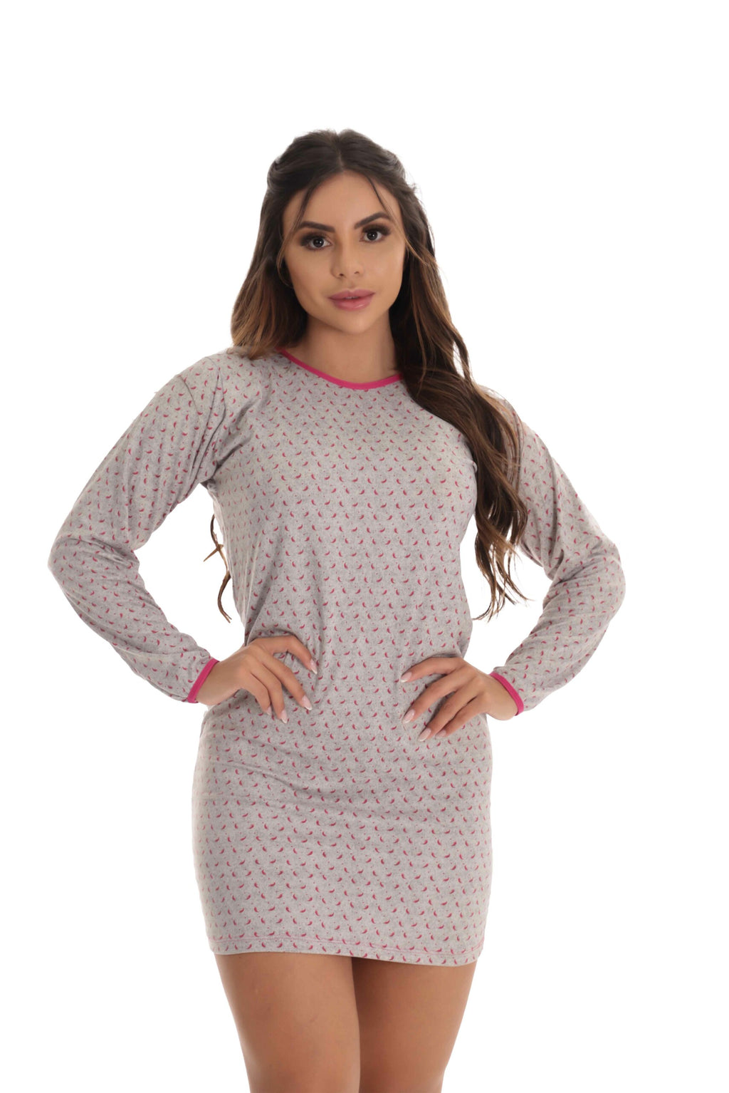 Pijama Vestido Estampado em azul claro – Doce Malícia