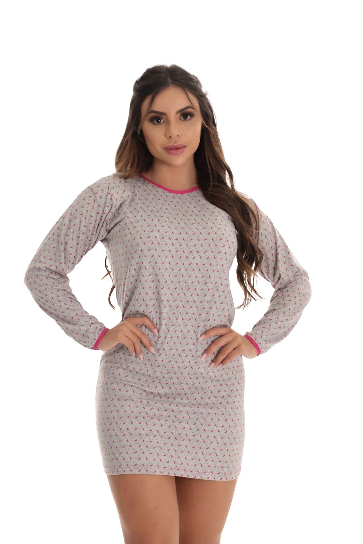 Pijama Vestido Estampado em azul claro – Doce Malícia