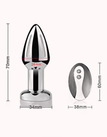 Plug Anal em Aço com Vibro / Led Colorido e Controle Remoto – Tamanho P – Doce Malícia