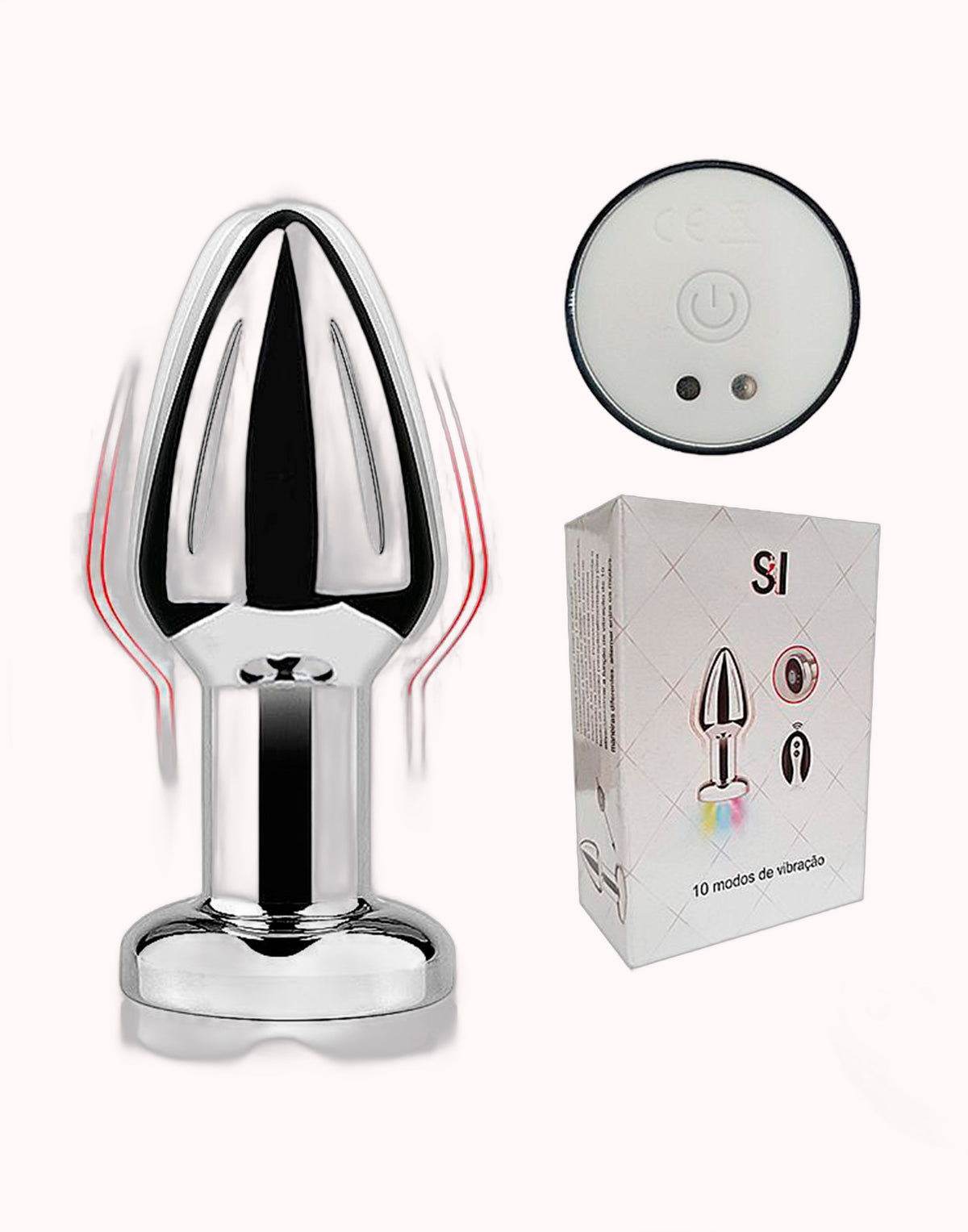 Plug Anal em Aço com Vibro / Led Colorido e Controle Remoto – Tamanho P – Doce Malícia