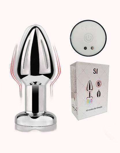 Plug Anal em Aço com Vibro / Led Colorido e Controle Remoto – Tamanho P – Doce Malícia