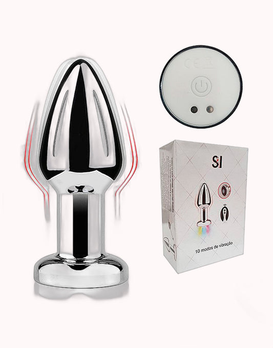 Plug Anal em Aço com Vibro / Led Colorido e Controle Remoto – Tamanho P – Doce Malícia
