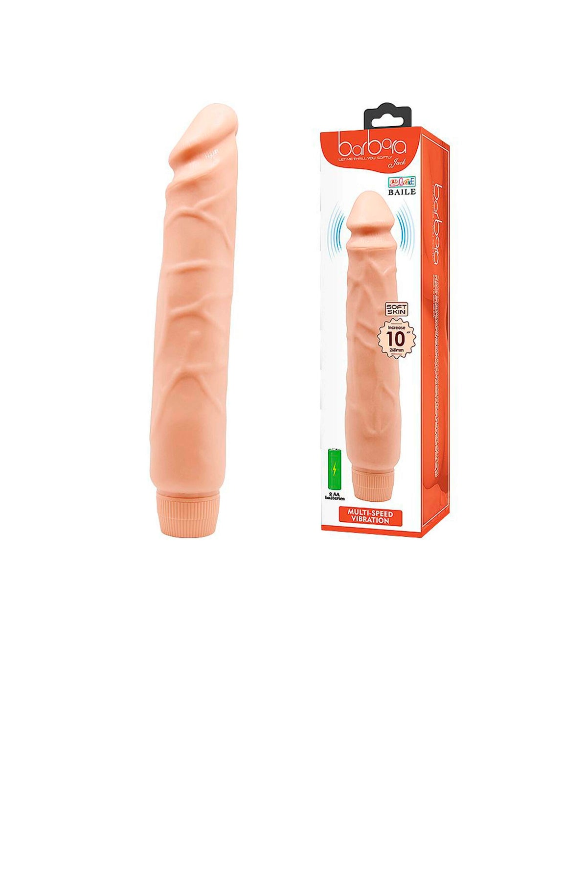 Prótese Peniana com Vibro Multivelocidade 25,5×4,9cm em bege – Doce Malícia