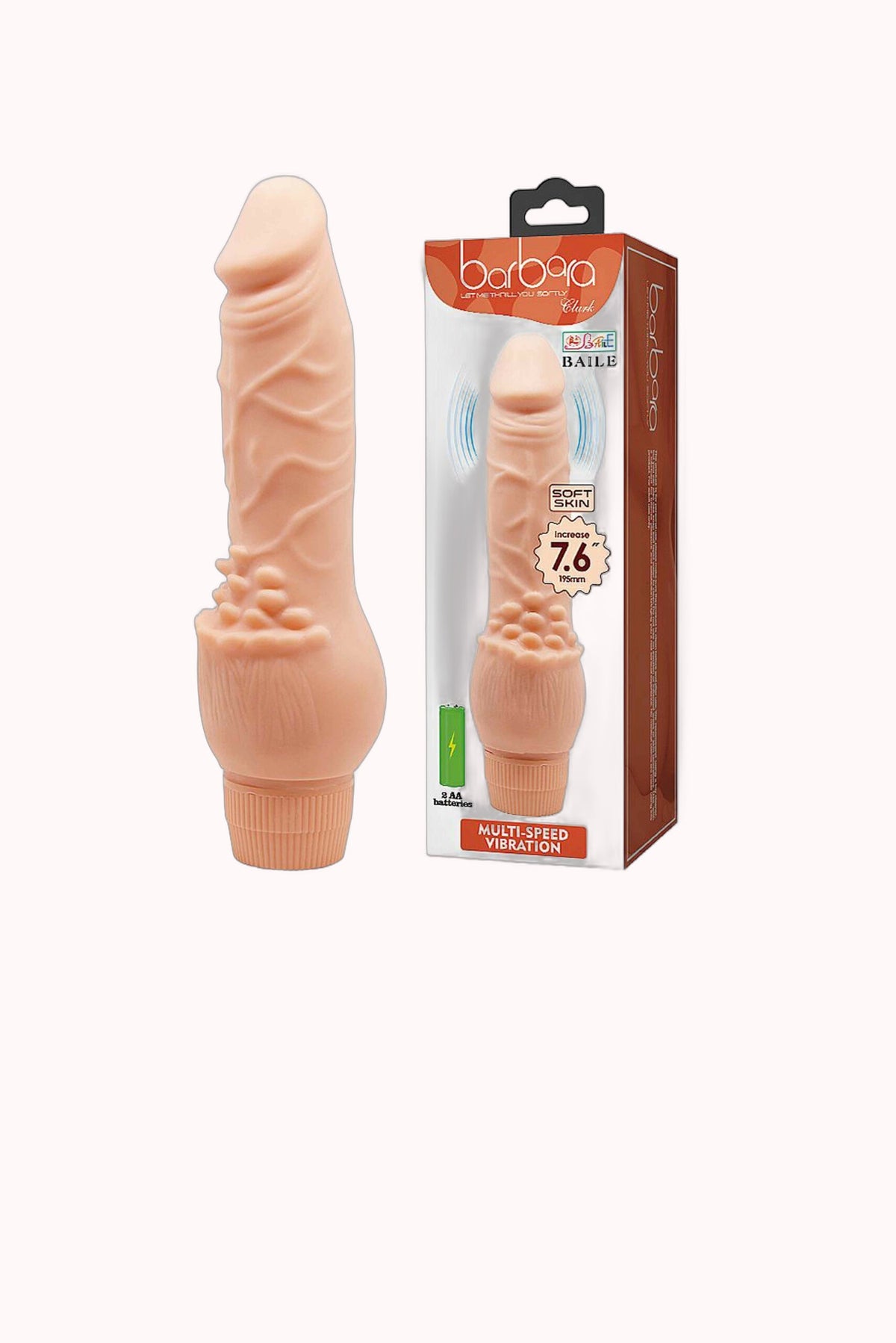 Prótese Realística com Vibro em Silicone 19,5 x 3,8 cm – Doce Malícia