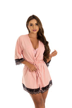 Robe de microfibra com renda bicolor em Branco – Doce Malícia