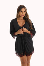 Robe de microfibra com renda bicolor – Doce Malícia