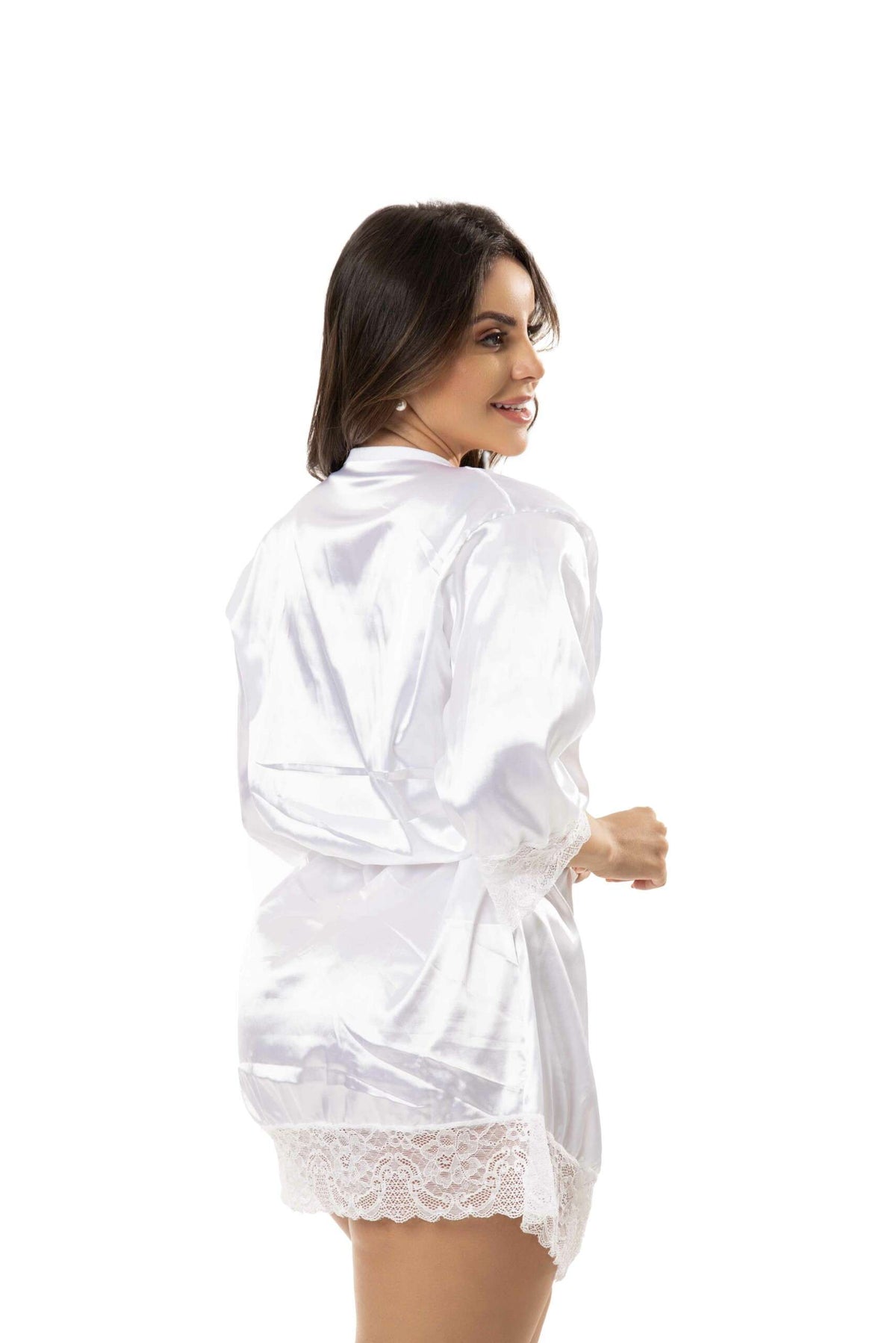 Robe em Cetim em Branco – Doce Malícia