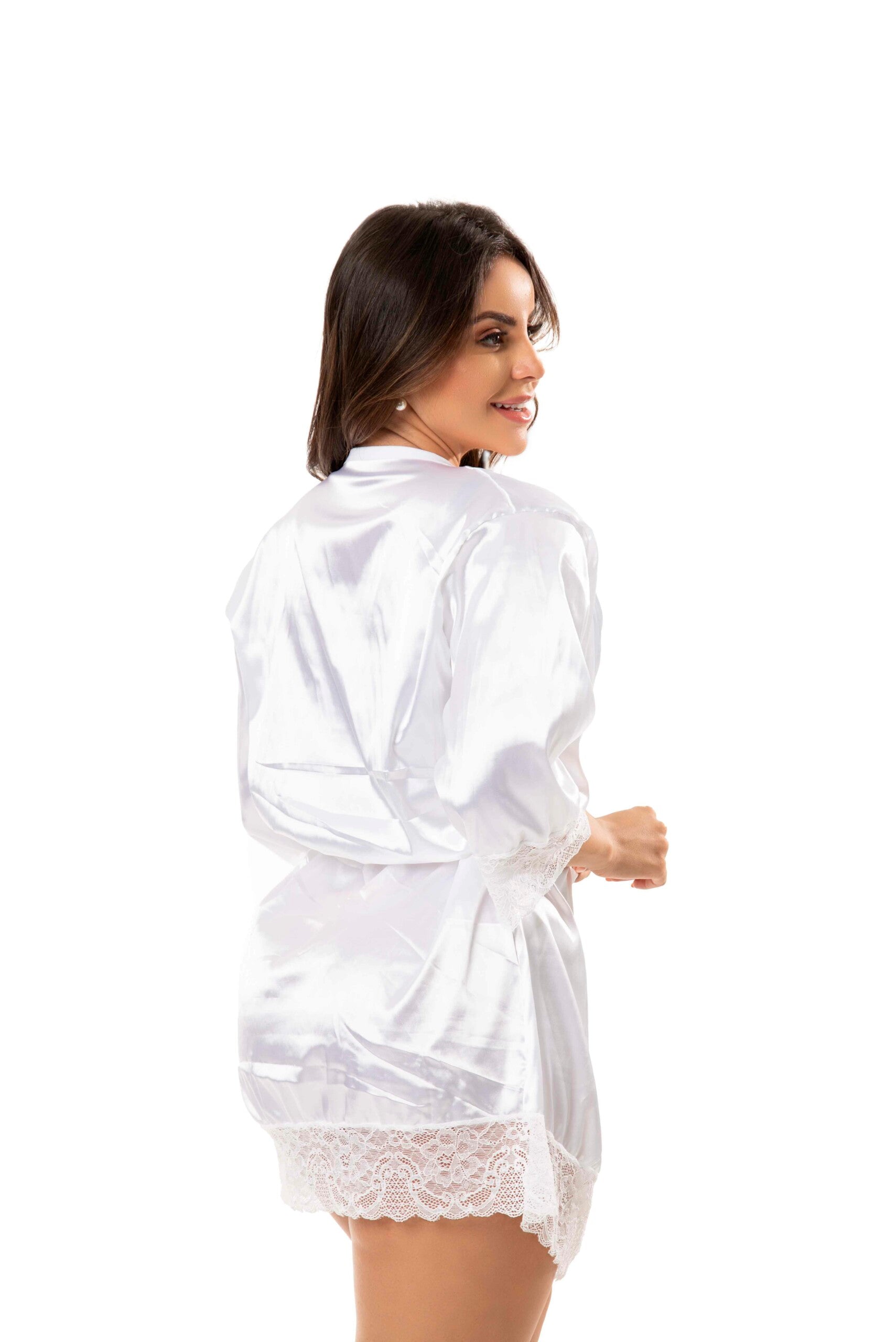 Robe em Cetim em Branco – Doce Malícia
