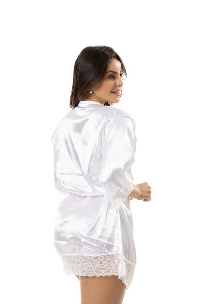 Robe em Cetim em Branco – Doce Malícia