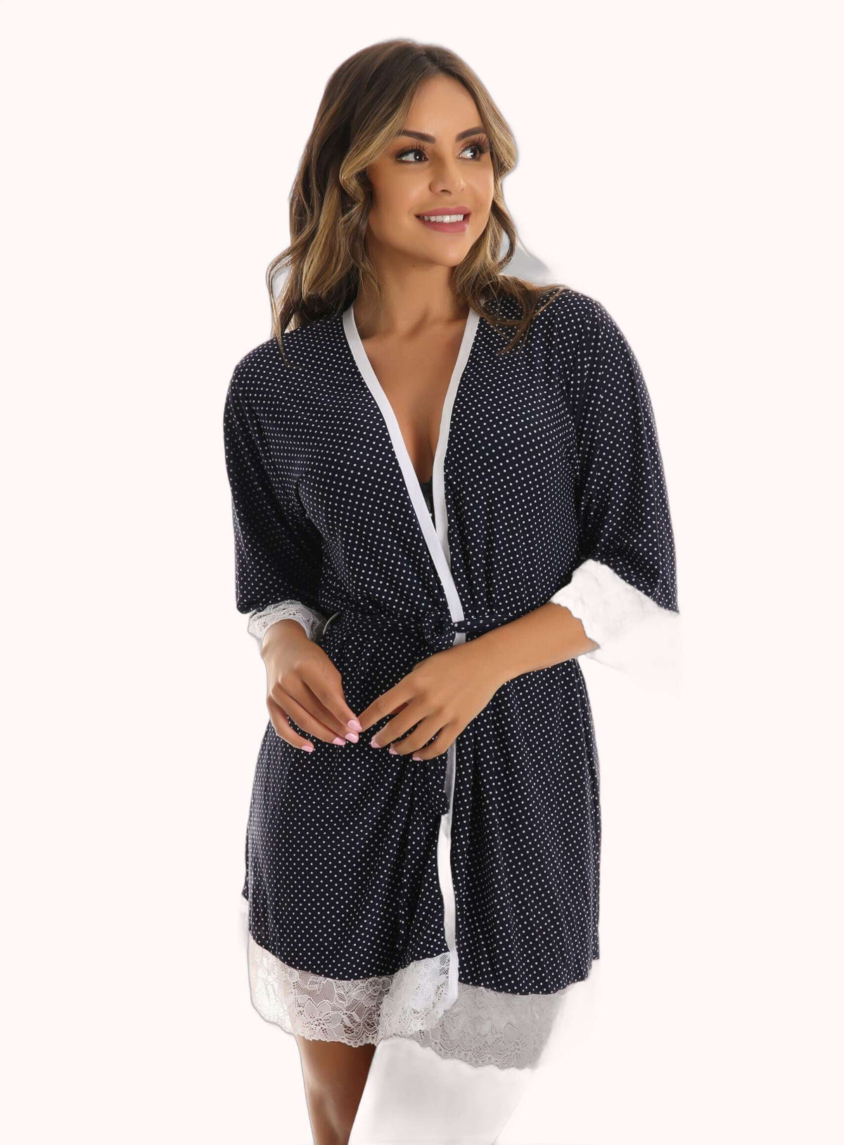 Robe em liganete estampada com renda – Doce Malícia