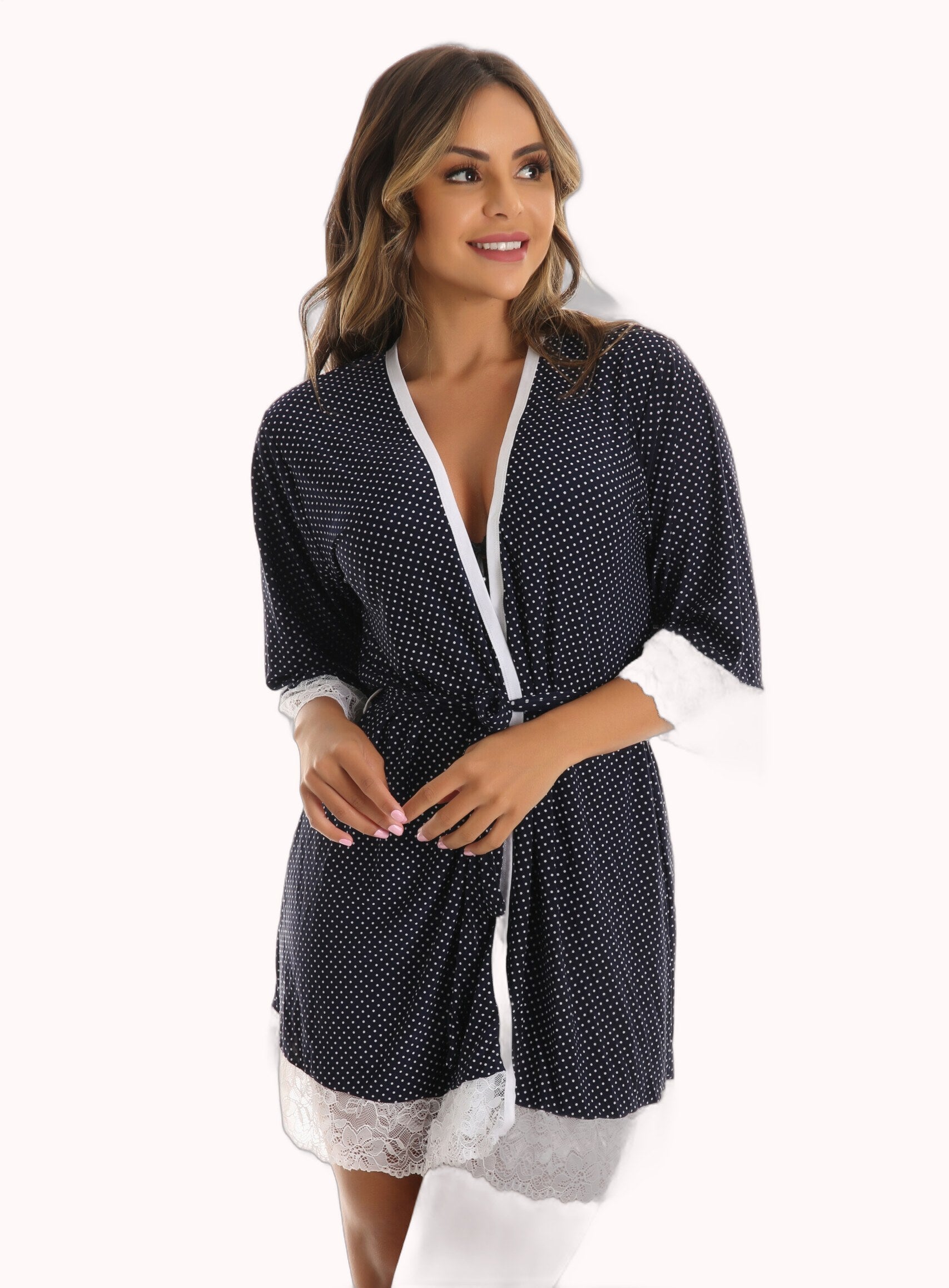 Robe em liganete estampada com renda – Doce Malícia