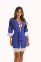 Robe em liganete estampada com renda – Doce Malícia