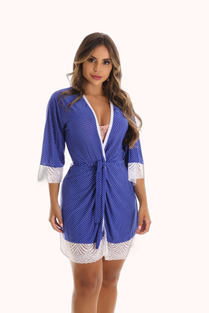 Robe em liganete estampada com renda – Doce Malícia