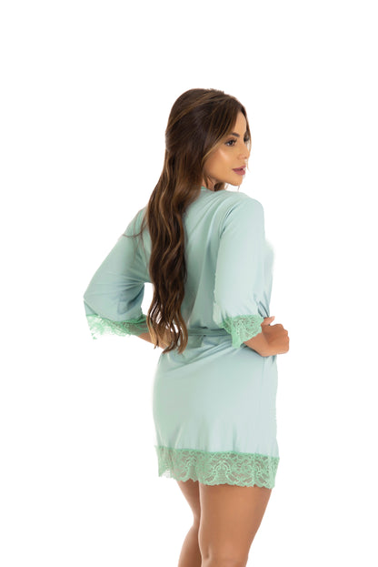 Robe feminino em microfibra em azul-Marinho – Doce Malícia