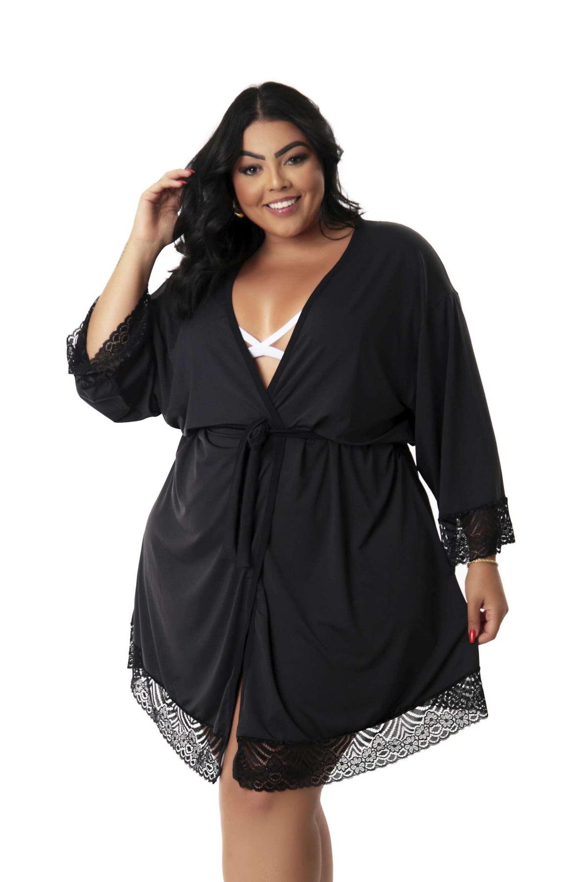 Robe Feminino Plus Size em Branco – Doce Malícia