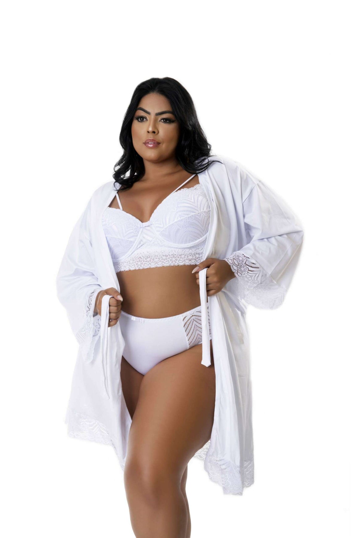 Robe Feminino Plus Size em Branco – Doce Malícia