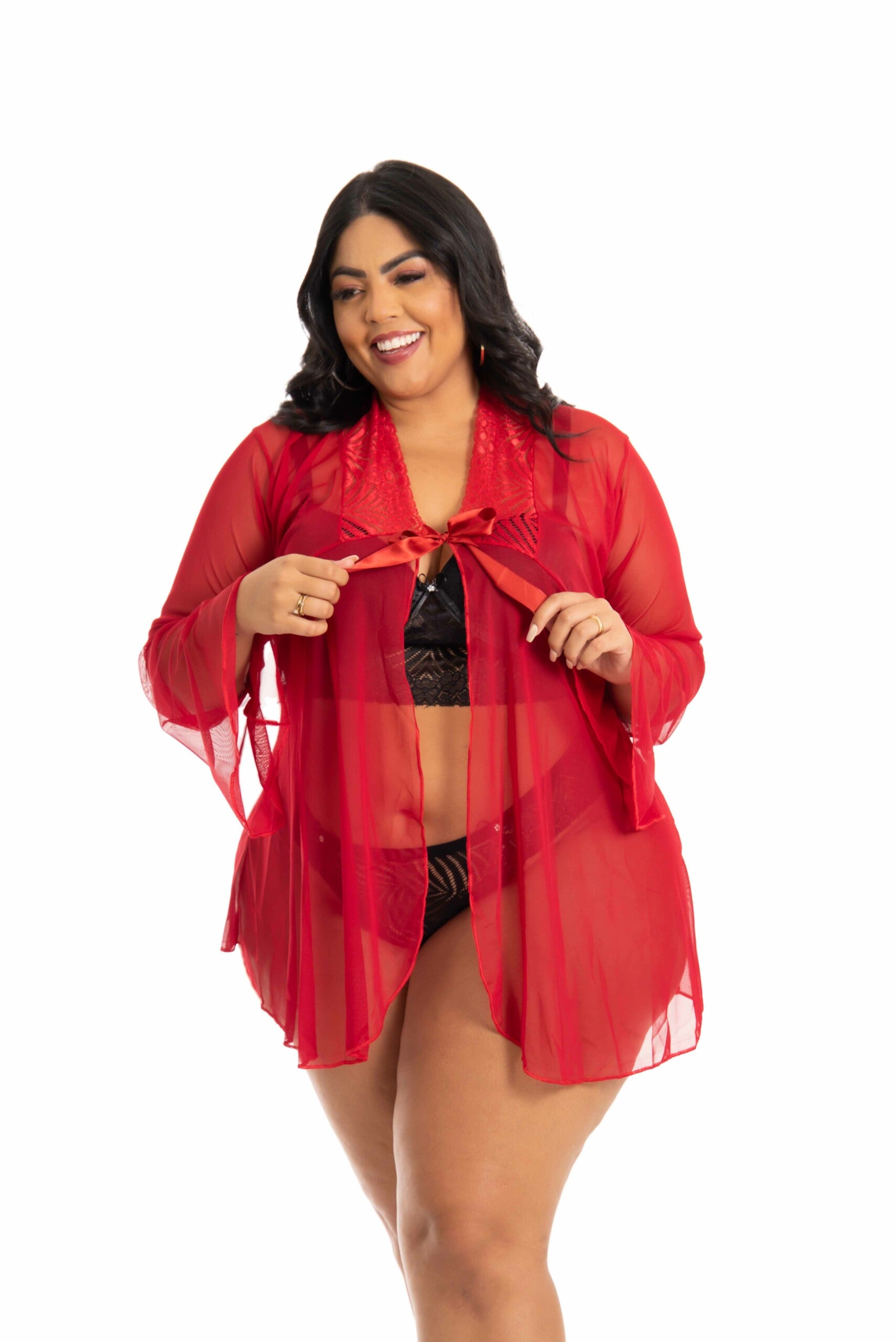 Robe Plus Size Sensual de Tule em Branco – Doce Malícia