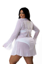 Robe Plus Size Sensual de Tule em Branco – Doce Malícia