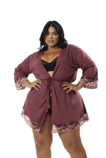 Robe Plus Size de Microfibra em Branco – Doce Malícia