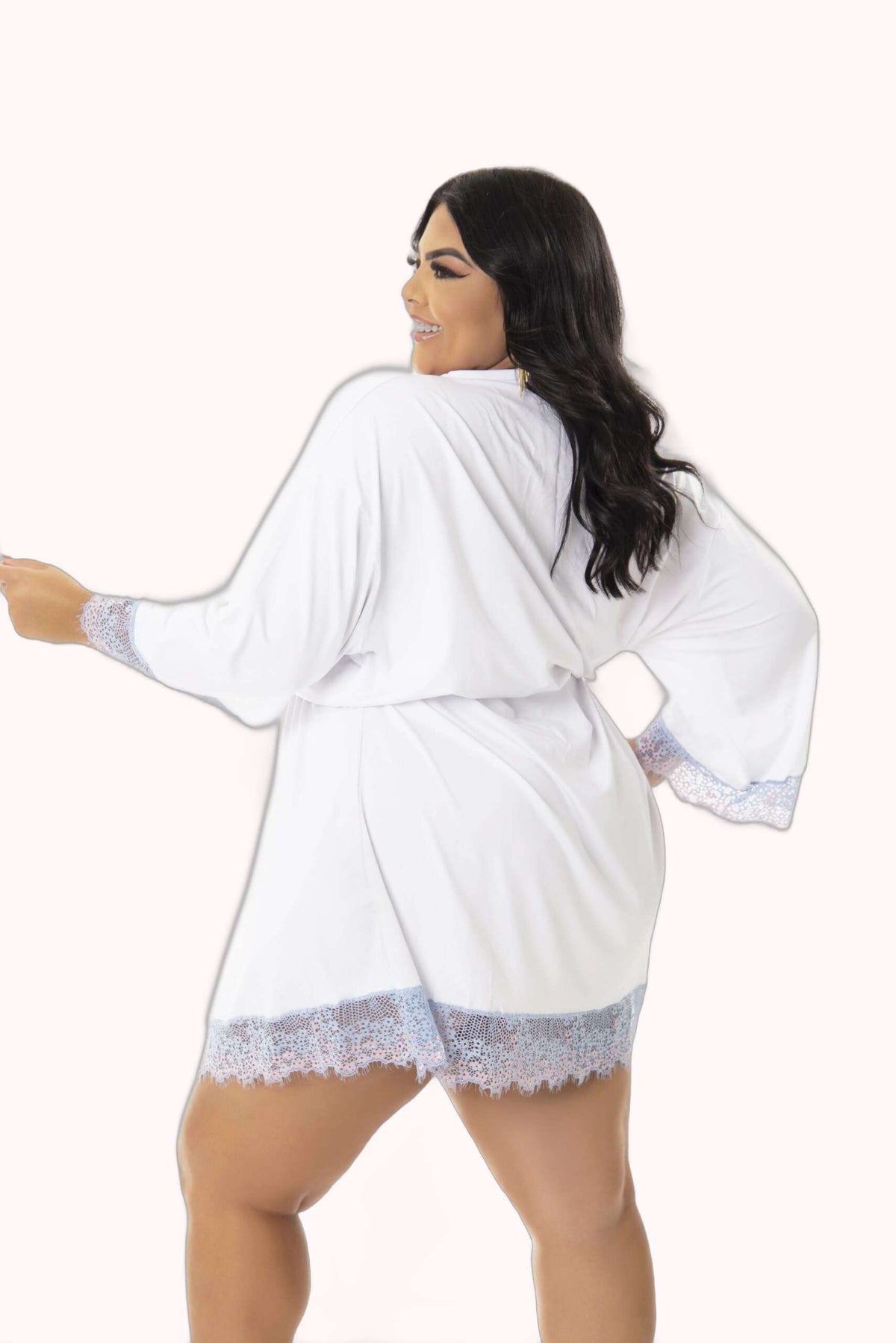 Robe Plus Size de Microfibra com Renda Bicolor – Doce Malícia