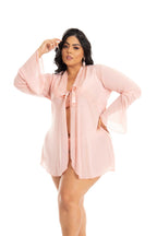 Robe Plus Size Sensual de Tule em Branco – Doce Malícia